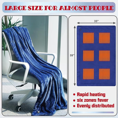 Portable Battery Powered Heated Blanket with 10000mAh Power Bank – Electric Wearable Throw Shawl, 3 Heat Levels, Fast Heating Cordless Blanket for Camping, Travel, Office or Outdoor Activities