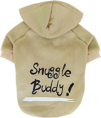 Jecikelon Print Dog Hoodies for Small Dogs, Soft Fleece Puppy Clothes for Pet Cat, Warm Winter Outfits Cold Weather Coats, Cute Sweatshirt Puppies Costume (Khaki, Large)