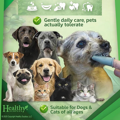 Enzymatic 4 Oz Poultry Flavored Pet Toothpaste and Silicone Fingerbrush Twin Pack | Fresh Breath, Plaque & Tartar Control | Dog & Cat Tooth Brushing Kit Oral Care for Pets