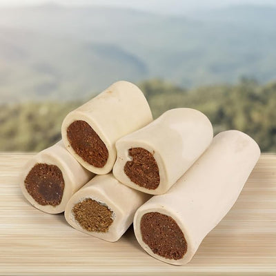 Cadet Stuffed Shin Bone, Long Lasting Dog Bones for Aggressive Chewers, High Protein Filled Dental Chew, Bully Stick Filling, 5-6" for Large Dogs
