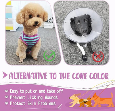 Dog's Recovery Suit Post Surgery Shirt for Puppy, Small Dog Surgical Recovery Suit for Female Male Dogs, Dog Onesie Protect Surgical Wound(Purple Blue Stripe-XL)