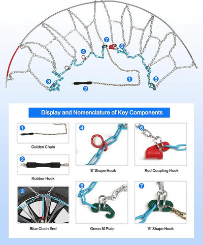 Snow Tire Chains for Light Truck SUV Pickup Trucks, Set of 2（SCRV245）