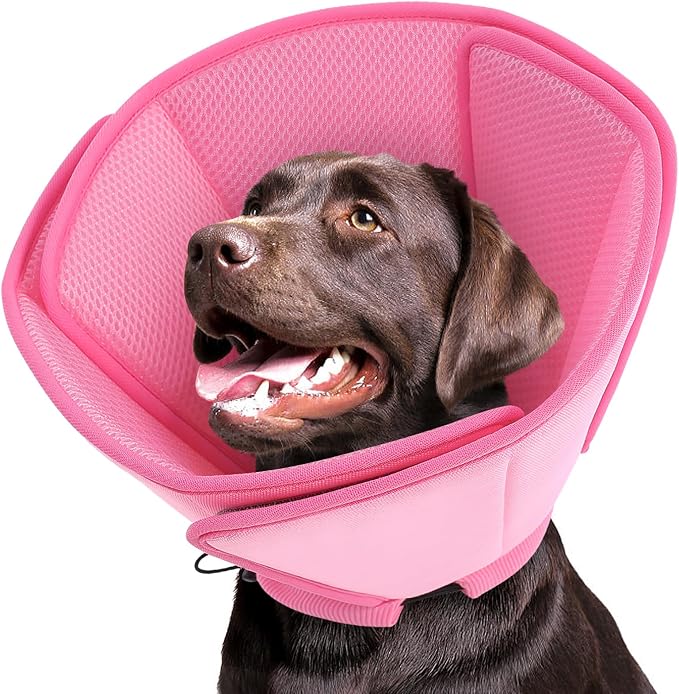 Soft Dog Cones for Large Dogs,Comfy Dog Cone for Dogs to Stop Licking After Surgery,Adjustable Pet Cone Alternative for Wound Healing,Pink,X-Large