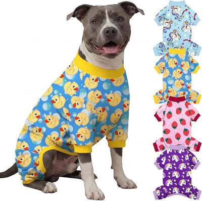 XPUDAC 4 Pieces Dog Pajamas for Large Dogs Pjs Clothes Puppy Onesies Outfits for Doggie Duck Shirts Sleeper for Pet Cats Jammies-7X-Large