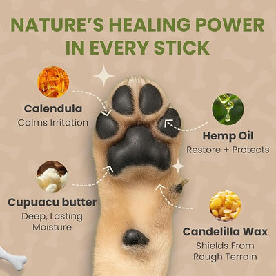 Handy Hound Paw Butter Dog Paw Balm for Dry Cracked Paws, Lick Safe, 2 oz | All natural nourishing balm soothes paws, nose and dry skin, mess-free twist-up stick, made in the USA