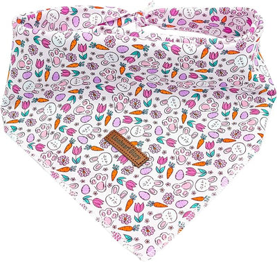 Lionheart Glory Easter Bandana Kerchief - Washable Soft Comfortable Scarf, Square Adjustable for Girl or Boy - Easter Eggs Rabbits Design for Medium Large Dogs