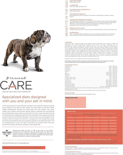 DIAMOND CARE Dry Dog Food Weight Management 8lb