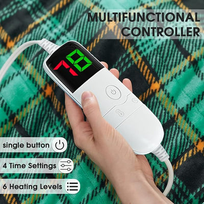 Heated Electric Blanket Queen Size, 84X90 Christmas Blanket With Dual Control&10 Heats Levels&Timer For Bed,Green Plaid Sherpa Heating Blankets Queen Warmer Gift for Grandma Women Adults, Washable