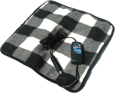 Trillium Worldwide Car Cozy 2 12-Volt Heated Mini Travel Pad, Black & White Plaid, (TWI-3201B)