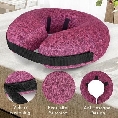 MIDOG Inflatable Dog Cone, Soft Donut Recovery Collar Alternative After Surgery to Help Prevent Licking, Comfy E Collar with Neck Pillow Design, Rose, S