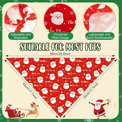 Weewooday 50 Pcs Christmas Bandanas for Dogs Xmas Bandanas Bulk with Santa Snowflake Candy Cane Soft Bibs Adjustable Triangle Doggie Scarf for Small Medium Large Pet (25.6 x 17.7 x 17.7 Inch)