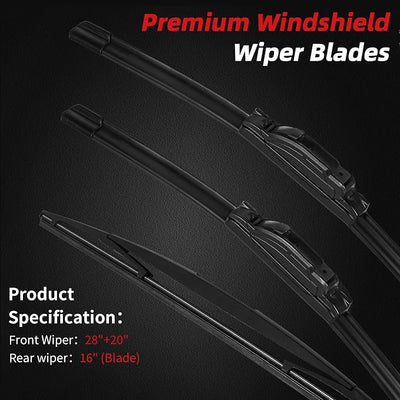 OTUAYAUTO 28"+20"+16" Windshield Wiper Blades Replacement for Toyota Sienna 2011-2020 Precision Fit, All-Weather Performance, Front and Rear Wipers U/J Hook (Pack of 3)