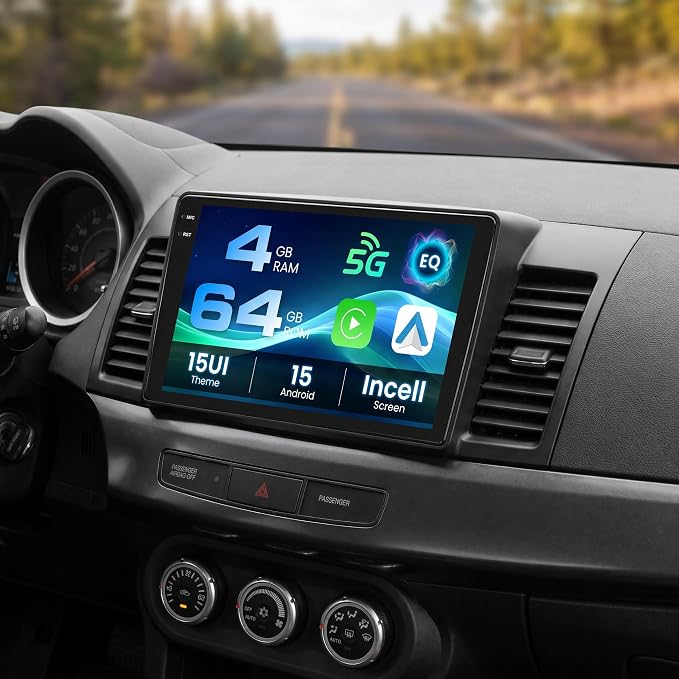 Inefala 4+64G Radio for Mitsubishi Lancer 2007-2012 Android 15 Stereo | 10.1" Incell Touchscreen, Wireless CarPlay/Android Auto, GPS, Bluetooth, EQ, 15UI, Free Backup Camera
