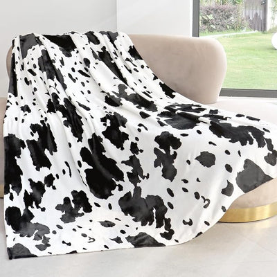 Twin Size Blanket, Black and White, 60x80 inches | Warm Cozy Soft Fuzzy Fleece, For Bed Couch Travel Camping, All Season Home Room Decor