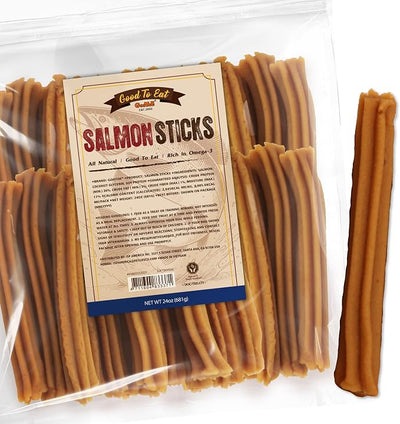 Gootoe Fish Dog Treats, High Protein Low in Fat, Salmon Sticks for Dogs, Grain Free, Omega-3 for Skin and Coat Support, Easy Break Training Treats, Naturally Delicious Fish Snacks, 24 oz