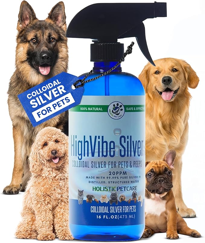 Colloidal Silver for Dogs, Cats, Horses & Birds – 20 PPM Wound Care, Hot Spot Treatment, Skin Relief & Immune Support – All-Natural Pet Colloidal Silver Solution, Spray Bottle (16oz)