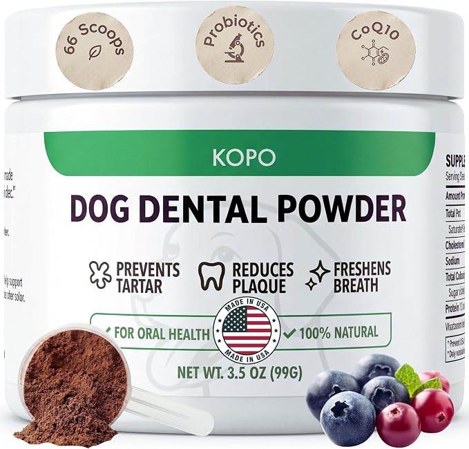 Dog Dental Powder | Dog Oral Care Supplement | Supports Fresh Breath & Gum Health | Helps Reduce Plaque & Tartar Buildup | Beef Liver Flavor | All Breeds & Sizes