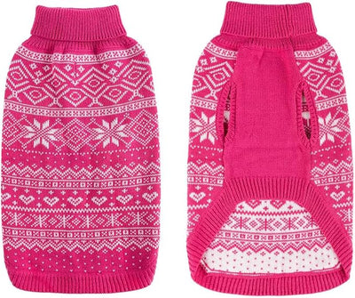 HOMIMP Dog Sweater Argyle - Warm Sweater Winter Clothes Puppy Soft Coat, Ugly Dog Sweater for Small Medium and Large Dogs, Pet Clothing Boy Girl Pink