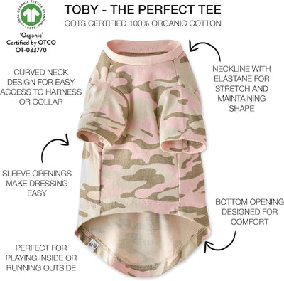 Pet Passion Toby 3-Pack 100% Organic Cotton Dog Short Sleeve T-Shirt Pet Tees for All Breeds, Pink Camo, X-Small (5-12 lbs)