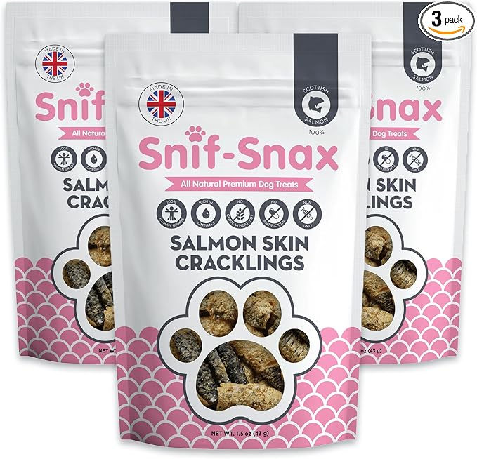 Salmon Skins Dog Treats (1.5oz, 3-Pack) – Single Ingredient, Grain Free, Human-Grade, Healthy Dog Treats with Omega-3s for Skin, Coat & Joint Support