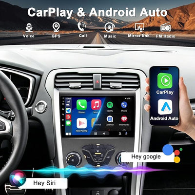 8 Core 4G+64G Car Radio for Ford Fusion Mondeo 2013-2019: Fit Manual AC | Upgrade Android 15 9" Touchscreen Stereo CarPlay Android Auto, BT, WiFi 6, GPS, AM, FM, RDS, 36EQ, SWC, 1080P Backup Camera