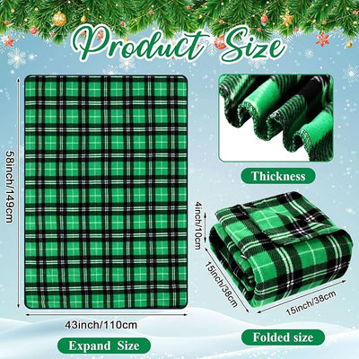 Tuanse 58 x 43 Inches 12 Volt Heated Car Blanket Plug in Portable Car Electric Blanket with Cigarette Lighter, Temperature Controller and Storage Bag for Rv Truck Traveling(Green,Plaid)