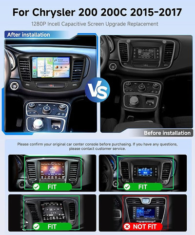 4 Core 4G+64G Android Car Stereo for Chrysler 200 200C 2015 2016 2017 with 9 inch 1280*720 Incell Touchscreen DSP/Wireless Carplay/Android Auto, Sellrich Radio Bluetooth 5.0 FM/RDS/EQ SWC Backup Cam