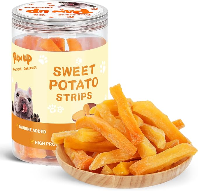 Sweet Potatoes Strips Dog Treats - Single Ingredient Soft Chews w/Taurine, Chewy Sticks for Small & Medium Dogs, Easy to Digest, 12.5oz