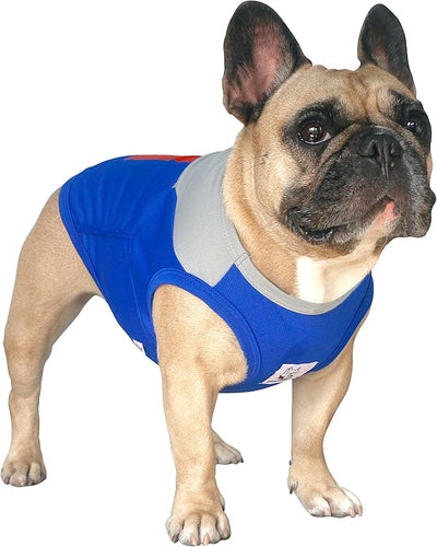 iChoue French Bulldog Summer Cooling Shirt for Dogs UV Sun Protection Vest Sleeveless Stretchy Tank Top English Pug Grey Blue - Medium
