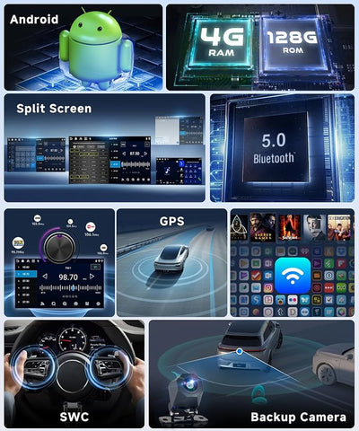 4 Core 4G+128G Android Car Stereo for Chrysler 200 200C 2015 2016 2017 with 9 inch 1280*720 Incell Touchscreen DSP/Wireless Carplay/Android Auto, Sellrich Radio Bluetooth 5.0 FM/RDS/EQ SWC Backup Cam