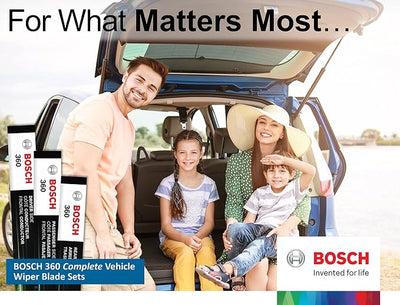 BOSCH B36017 360 Beam Wiper Blade Set - Front (2) + Rear (1) - 26"/17"/14" | Complete Vehicle Wiper Blade Replacement