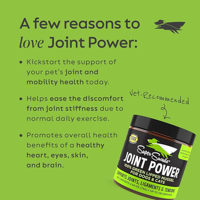 Super Snouts Joint Power 100% Green Lipped Mussels for Dogs & Cats - Dog Joint Supplement Powder Supports Joints, Tendons, Ligaments (2.64 oz)