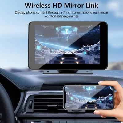 Carplay Screen for Car, 7'' Wireless CarPlay & Android Auto- Upgrade Portable Touchscreen with Bluetooth, Mirror Link, Voice Control, Hands-Free Calling Car Play Screen Stereo for All Vehicles