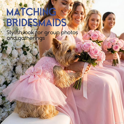 ASENKU Dog Dress Pet Wedding Dress Princess Lace Puppy Birthday Party Outfit Formal Apparel Girl for Small Medium Dogs Cats (Small, Pink)