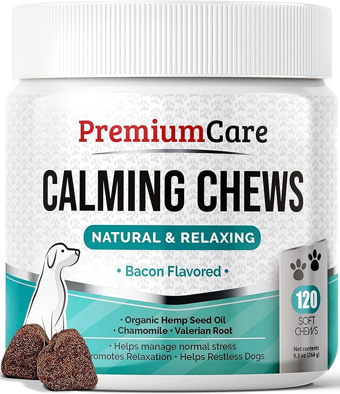 Calming Chews for Dogs, Made in USA - Helps with Dog Anxiety, Separation, Barking, Stress Relief, Thunderstorms and More, 9.3 oz (264g), 120 Count