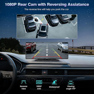 Carplay Screen for Car, 10.26'' Upgrade Wireless CarPlay & Android Auto Car Play Screen with OTA Updates,1080P Backup Cam (with a Cam Bracket), GPS Navigation, Voice Control for All Vehicles