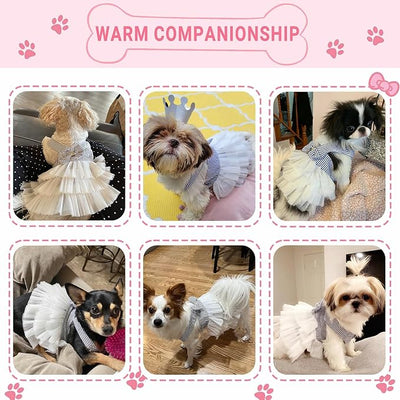 Dog Dresses, Fashion Pet Dog Clothes, Striped Mesh Puppy Dogs Princess Dresses (Blue, X-Large)