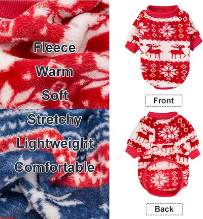 Dog Sweater, 2 Pack Dog Sweaters for Small Dogs, Dog Clothes for Small Dogs Girl Boy, Ultra Soft and Warm Puppy Sweater Dog Coat for Winter Christmas (S, Xmas Red+Xmas Blue)