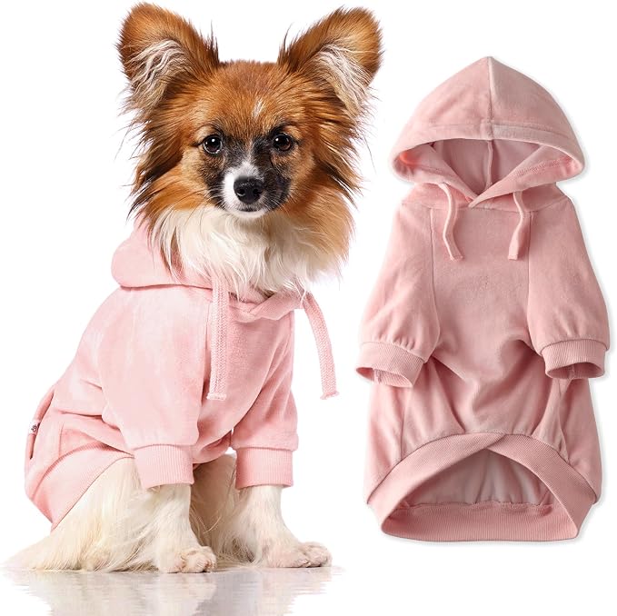 Cooper II Organic Cotton Velour Dog Hoodie Pet Coat for Small, Medium and Large Dogs, Pink, X-Small