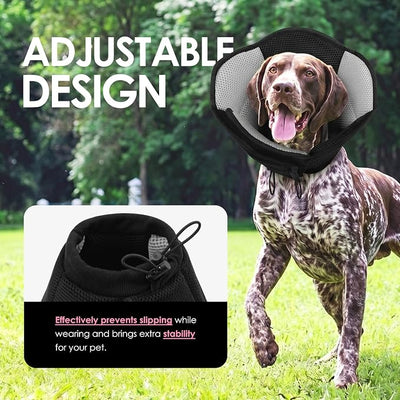 AOFITEE Dog Cone - Foldable Cone for Dogs After Surgery, Adjustable Comfy Cones to Stop Licking, Soft Dog Cone Collar for Large Dogs, Elizabethan Pet E-Collar for Wound Healing, Black Large