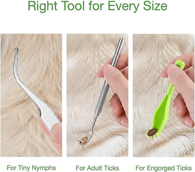 Tick Removal Tool & Twister Kit for Dogs, Cats & Humans, 10-in-1 Stainless Steel Tick Removers & Tick Puller Set - Professional Tick Tweezers Tool for Camping, Hiking & Dog Tick Remover