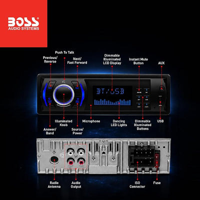 BOSS Audio Systems 616UAB Car Stereo With Bluetooth - Single DIN, MP3, USB, Aux-in, AM/FM, No CD DVD Player