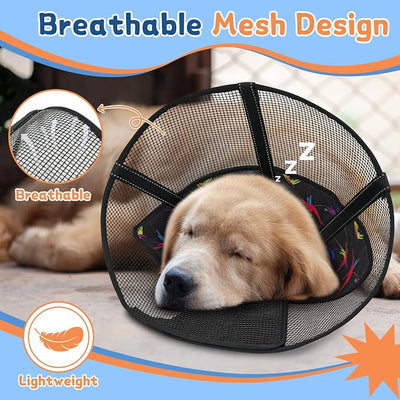 Dog Cone Collar to Stop Licking, Soft Mesh Recovery Collar After Surgery with Liner, Elizabeth Cone Alternative for Medium and Large Dogs, for Surgery, Spay, Neuter, Wound Care,2XL,Colorful