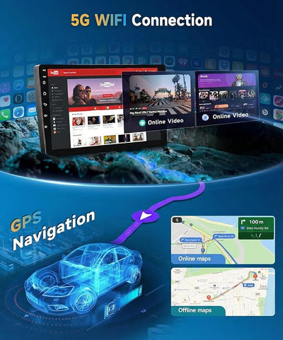 5G WiFi Car Radio for Toyota RAV4 2003-2005 with Wireless Carplay/Android Auto,Android Car Stereo 9 Inch Touch Screen GPS DSP Bluetooth FM/RDS Mirror Link SWC Backup Camera 2+64G