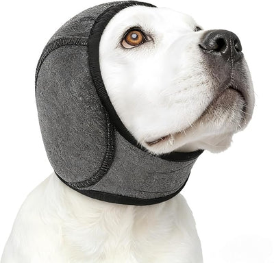Dog Shower Cap, No Flap Ear Wraps for Dogs, Dog Ear Muffs for Bath – Waterproof Pet Ear Covers for Swimming & Noise Anxiety Relief (Grey, L(Head Circumference 18"-24"))