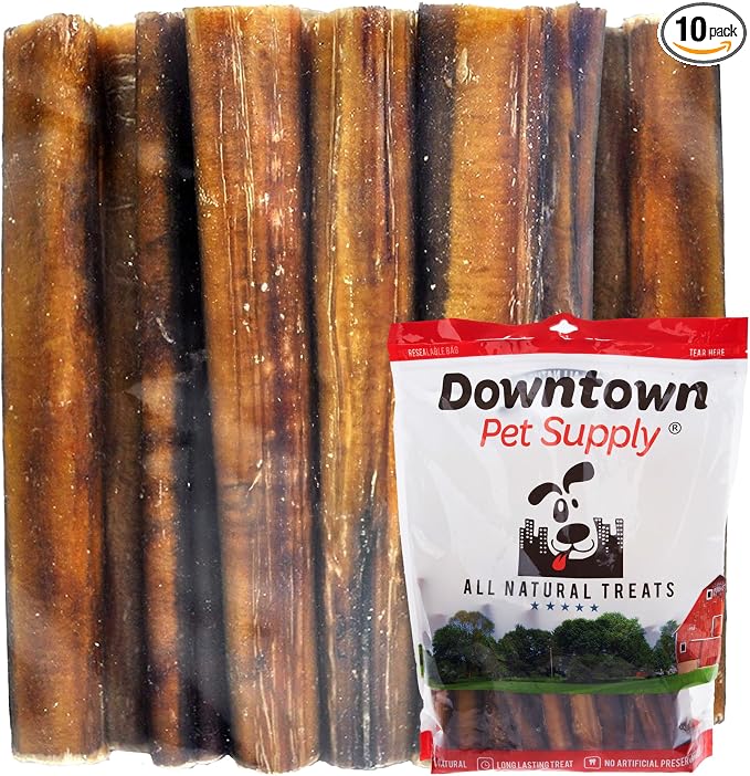 Jumbo Bully Sticks for Dogs - Natural Beef Chews, Low-Odor & Rawhide-Free, Long Lasting Dog Treats for Aggressive Chewers - Healthy, Safe & Delicious Chews Dogs Love (6" 10 Pack)