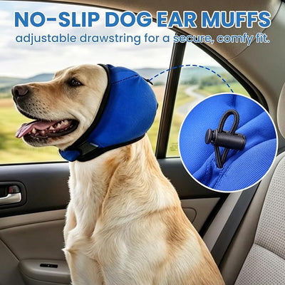 LIANZIMAU 2CM Noise Reduction Padding Dog Ear Muffs Noise Protection Comfort Calming Hoodie for Fireworks Anxiety Adjustable Dog Ear Covers for Grooming with Elastic Eye Strap Polyester