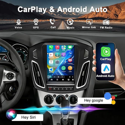 8Core 4G+64G Car Radio for Ford Focus 2012-2018: Upgrade Android 15 9.7" Touch Screen Stereo Head Unit Wireless CarPlay Android Auto, BT, WiFi 6, GPS, AM, FM, RDS, EQ, SWC, 1080P Backup Camera