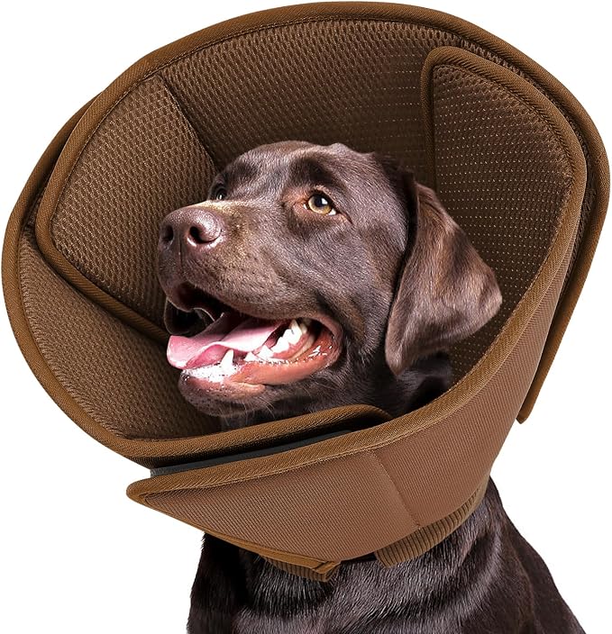 Dog Cones for Large Dogs,Soft Dog Cone Stop Licking After Surgery, Adjustable Pet E-Collar Alternative for Wound Healing,Coffee,X-Large