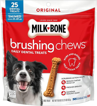 Milk-Bone Brushing Chews Original Chicken Flavor Daily Dental Dog Treats, Small/Medium, 19.6 Oz. Bag